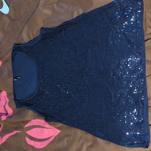 Blue sequin tank top